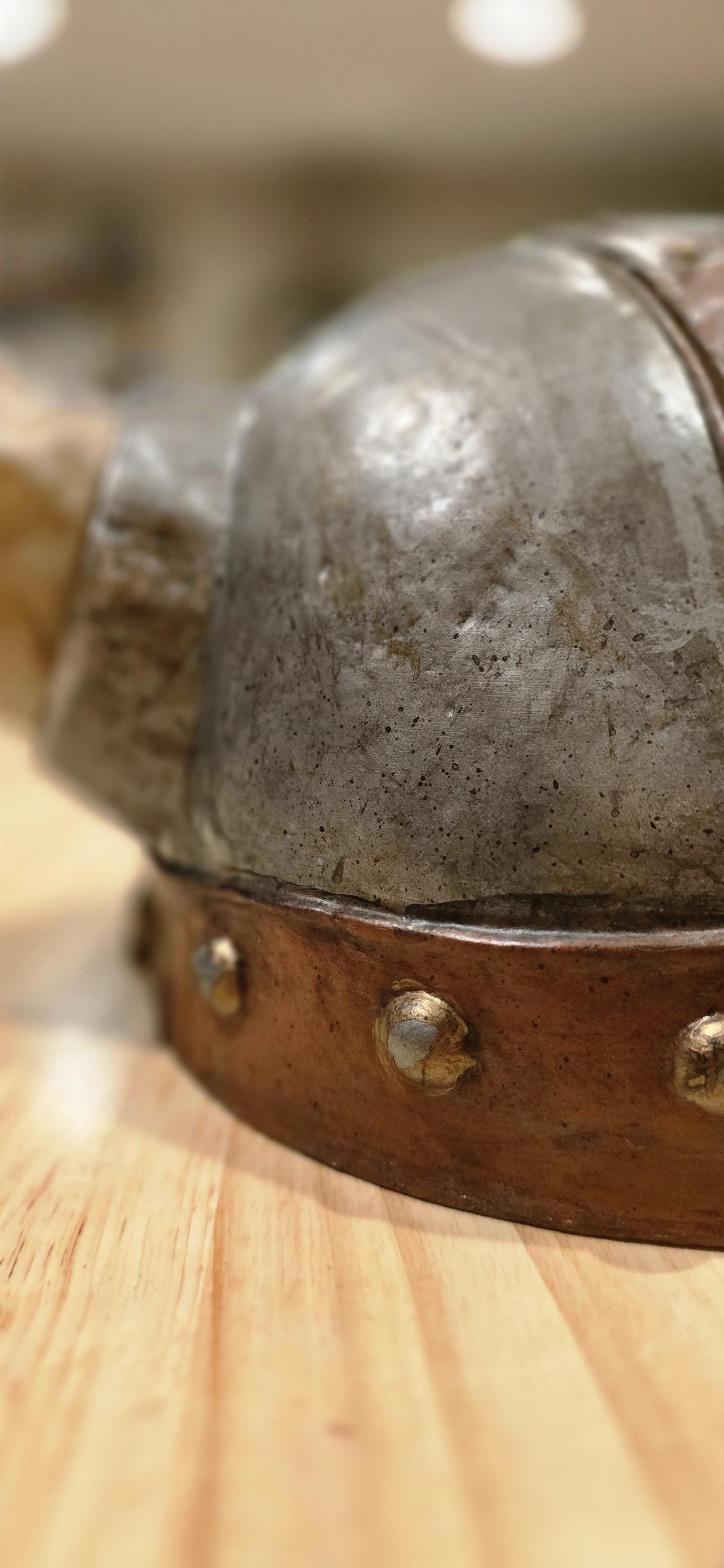 Handcrafted battle damaged viking helmet. Authentic Battle Replica for Cosplay, LARP, and Display