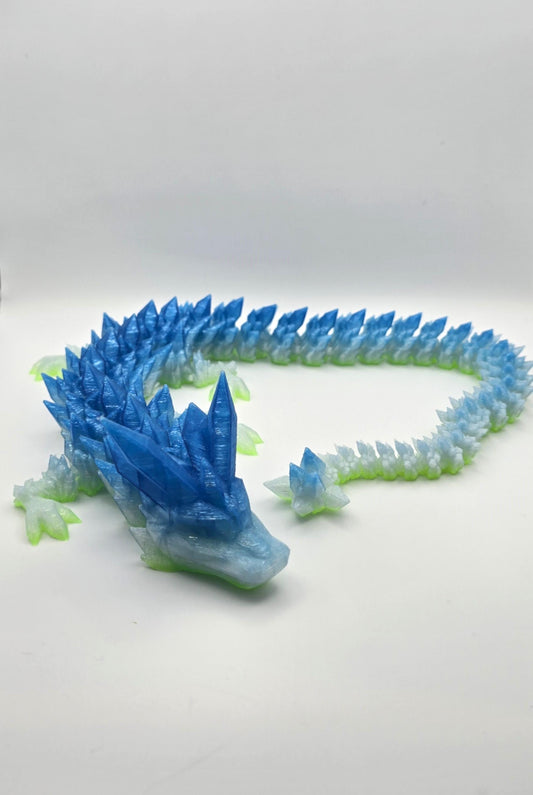 Large Transparent blue/green Articulated Dragon