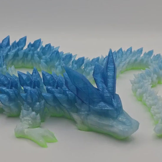 Large Transparent blue/green Articulated Dragon