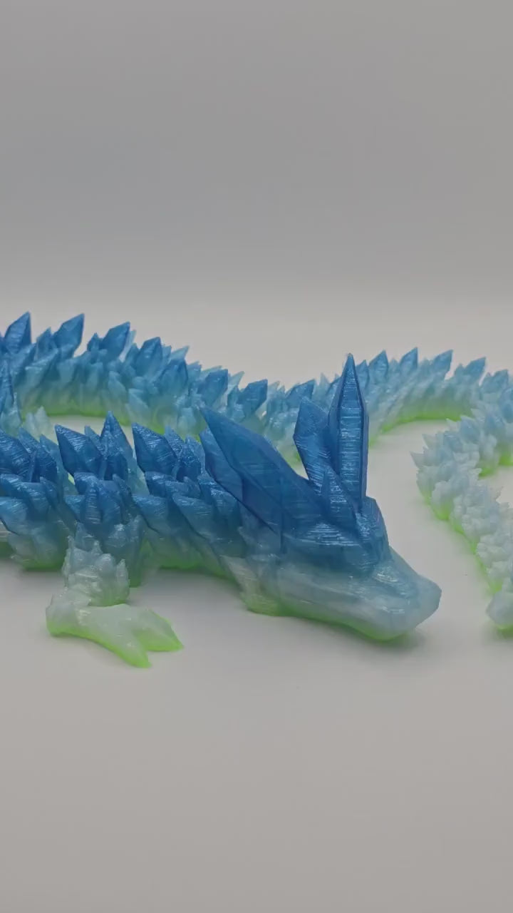 Large Transparent blue/green Articulated Dragon